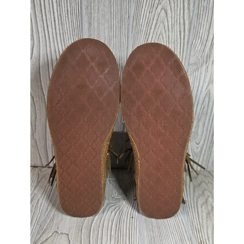 UGG Shenandoah Fringe Brown Suede Ankle Boots Womens Size 8.5